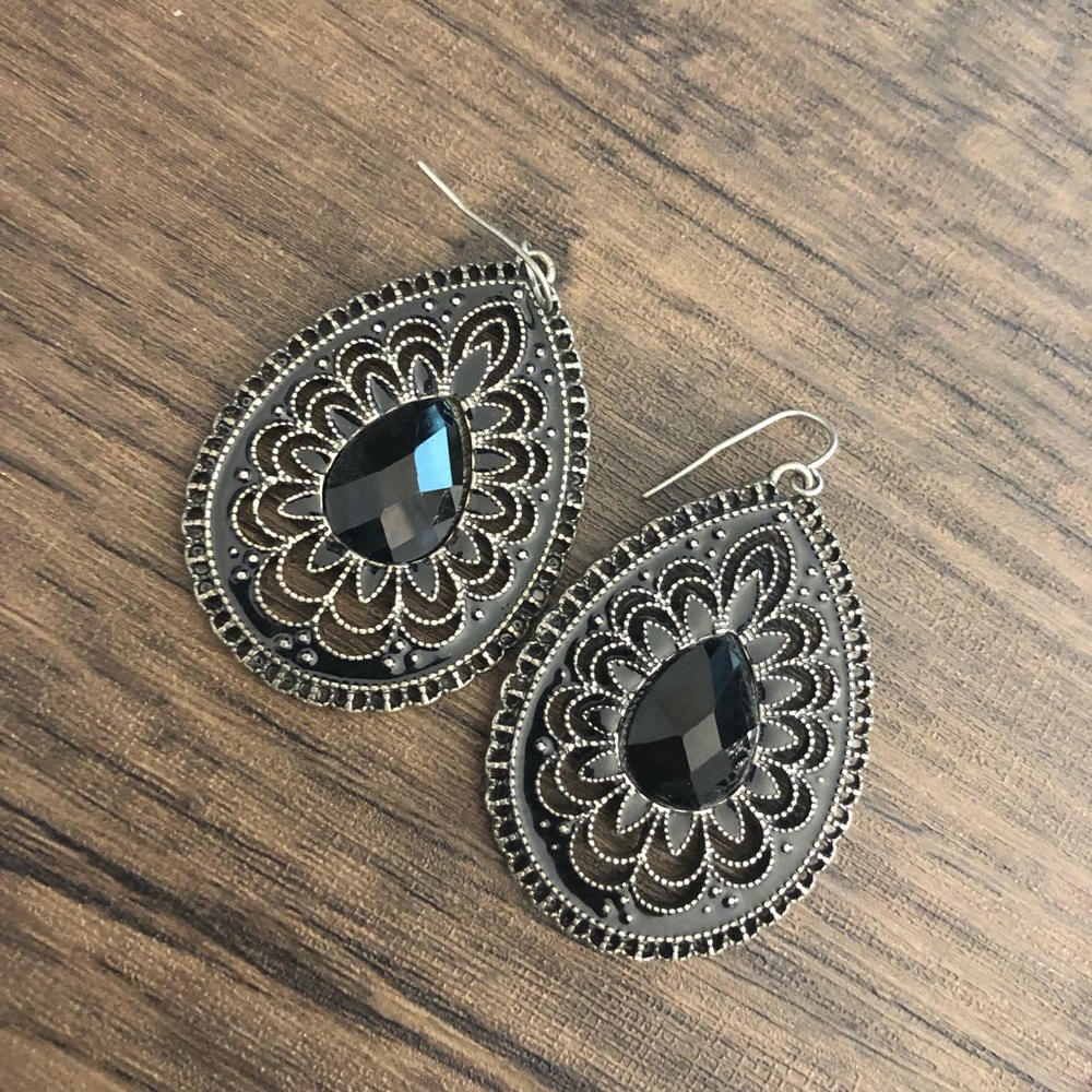 Black and silver earrings